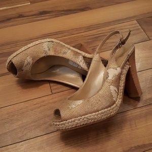 Stuart Weitzman Snakeskin & Burlap Heels